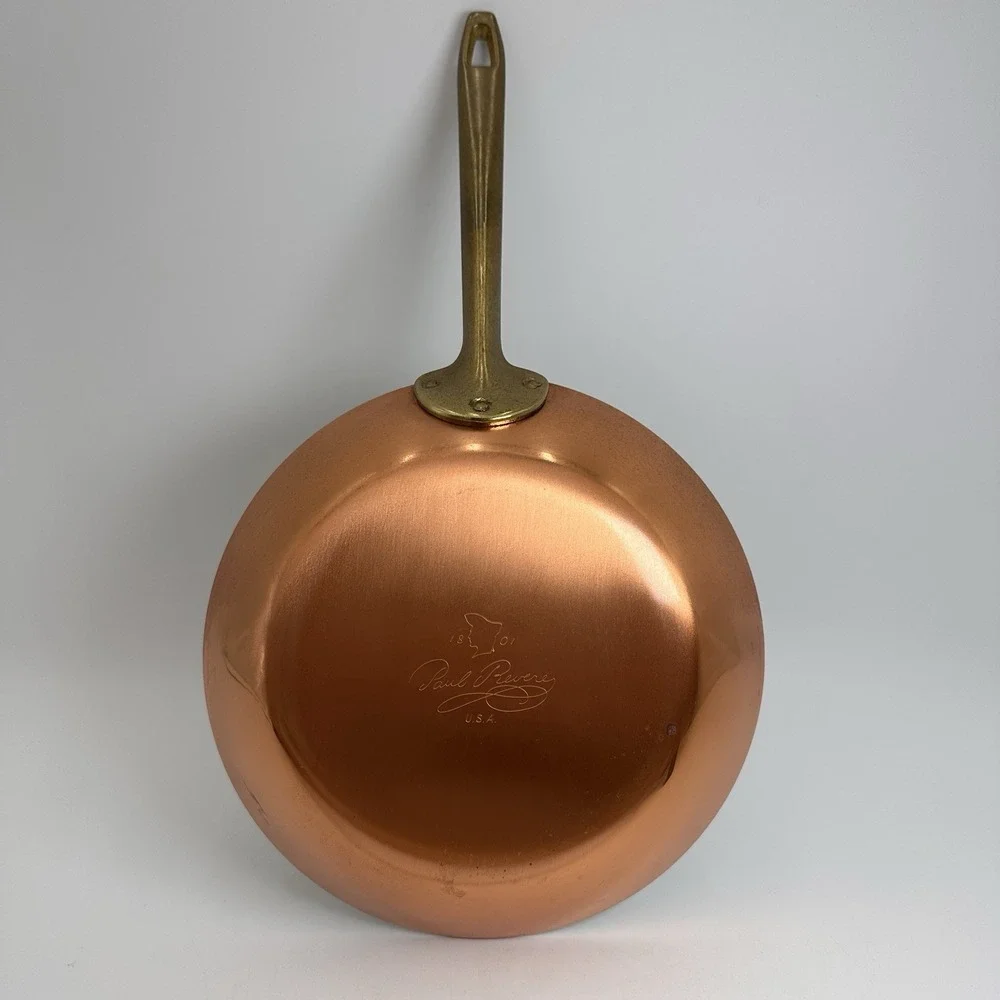 Paul Revere Ware Skillet 8.5 Inch Copper Signature Collection Brass Handle USA